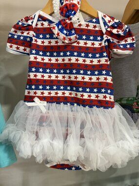 American Flag Baby Romper